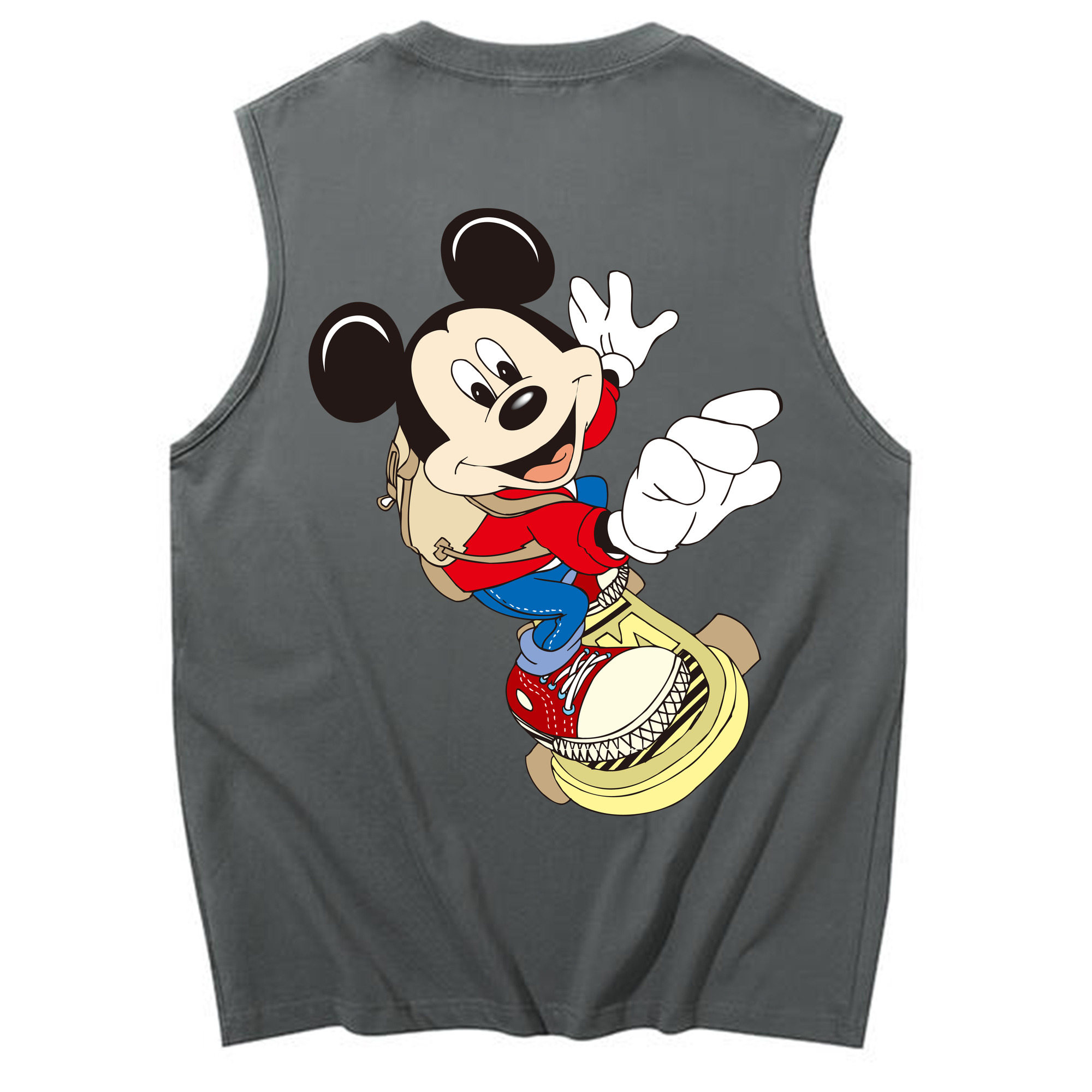 ミッキーマウス Mickey Mouse コットン100％タンクトップ（背面プリント）